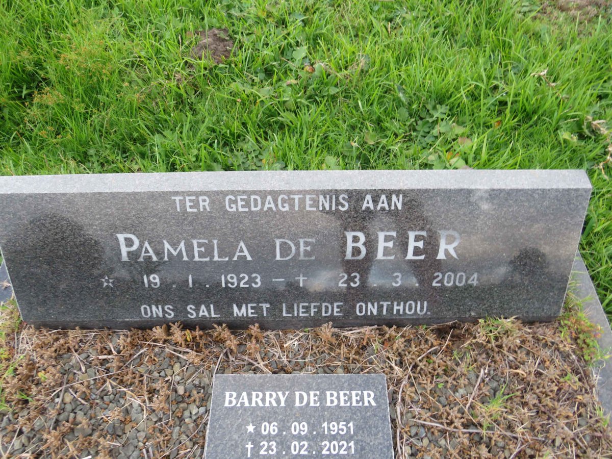 BEER Pamela, de 1923-2004 :: DE BEER Barry 1951-2021