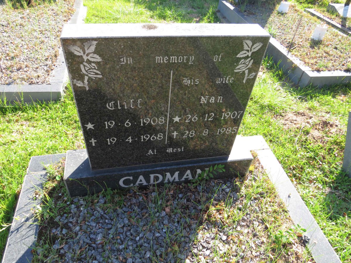 CADMAN Cliff 1908-1968 &amp; Nan 1907-1985