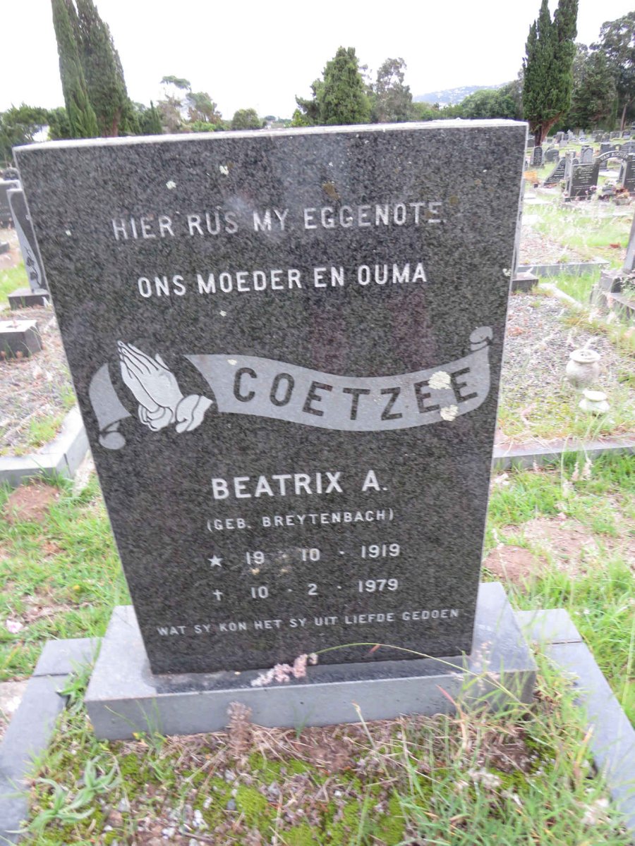 COETZEE Beatrix A. nee BREYTENBACH 1919-1979