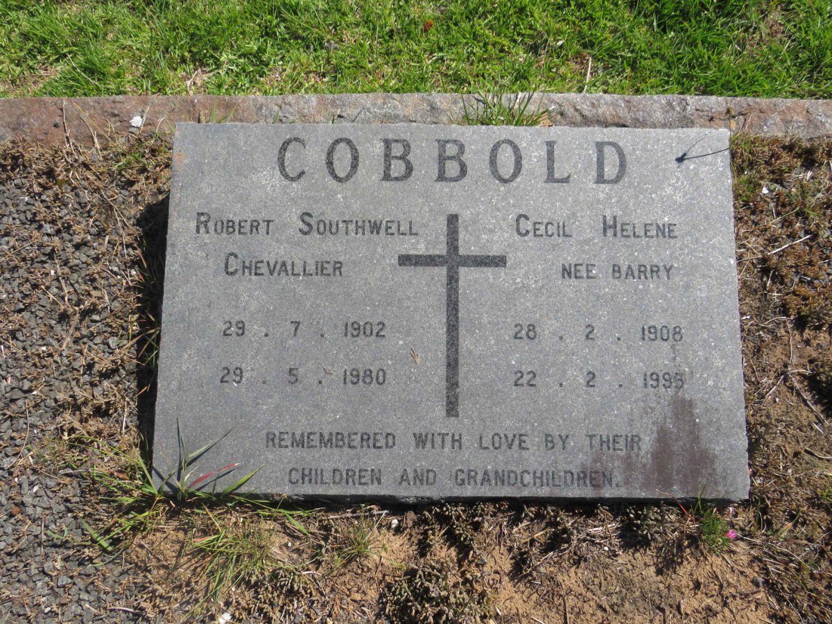 COBBOLD Robert Southwell Chevallier 1902-1980 &amp; Cecil Helene BARRY 1908-1995