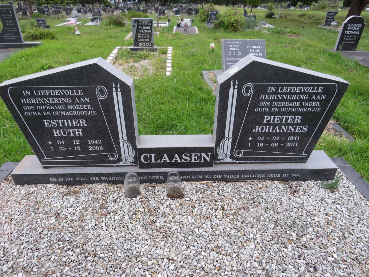 CLAASEN Pieter Johannes 1941-2011 &amp; Esther Ruth 1942-2008