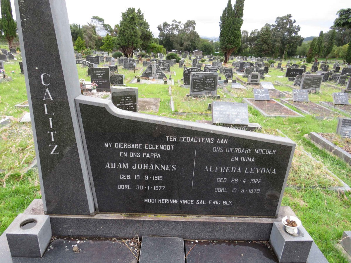 CALITZ Adam Johannes 1919-1977 & Alfreda Levona 1922-1979