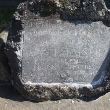EMSLIE Ivy I. formerly BREMNER nee VERTUE 1910-1989