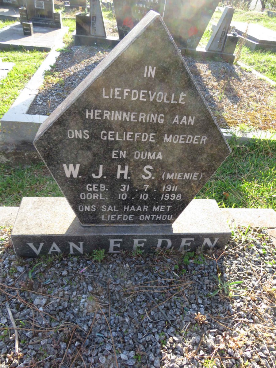 EEDEN W.J.H.S., van 1911-1998