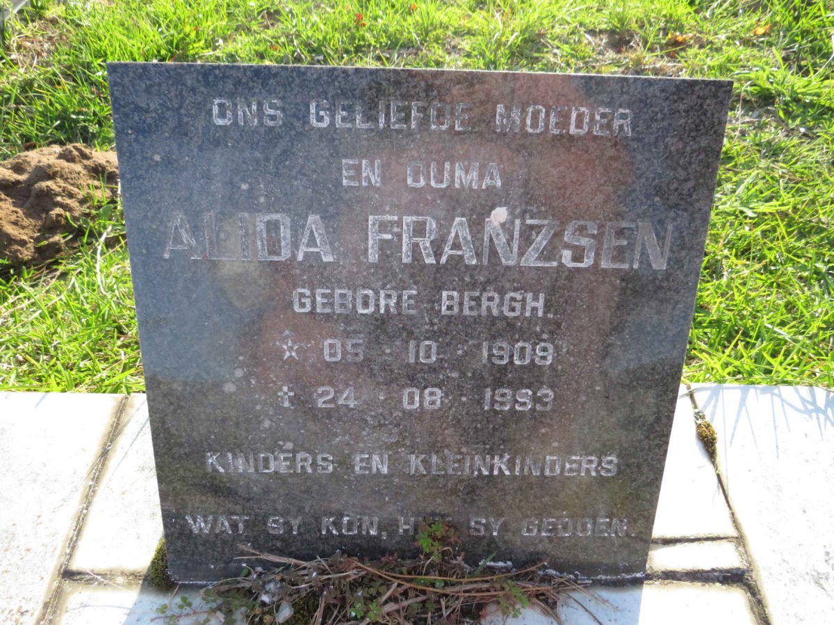 FRANZSEN Alida nee BERGH 1909-1993