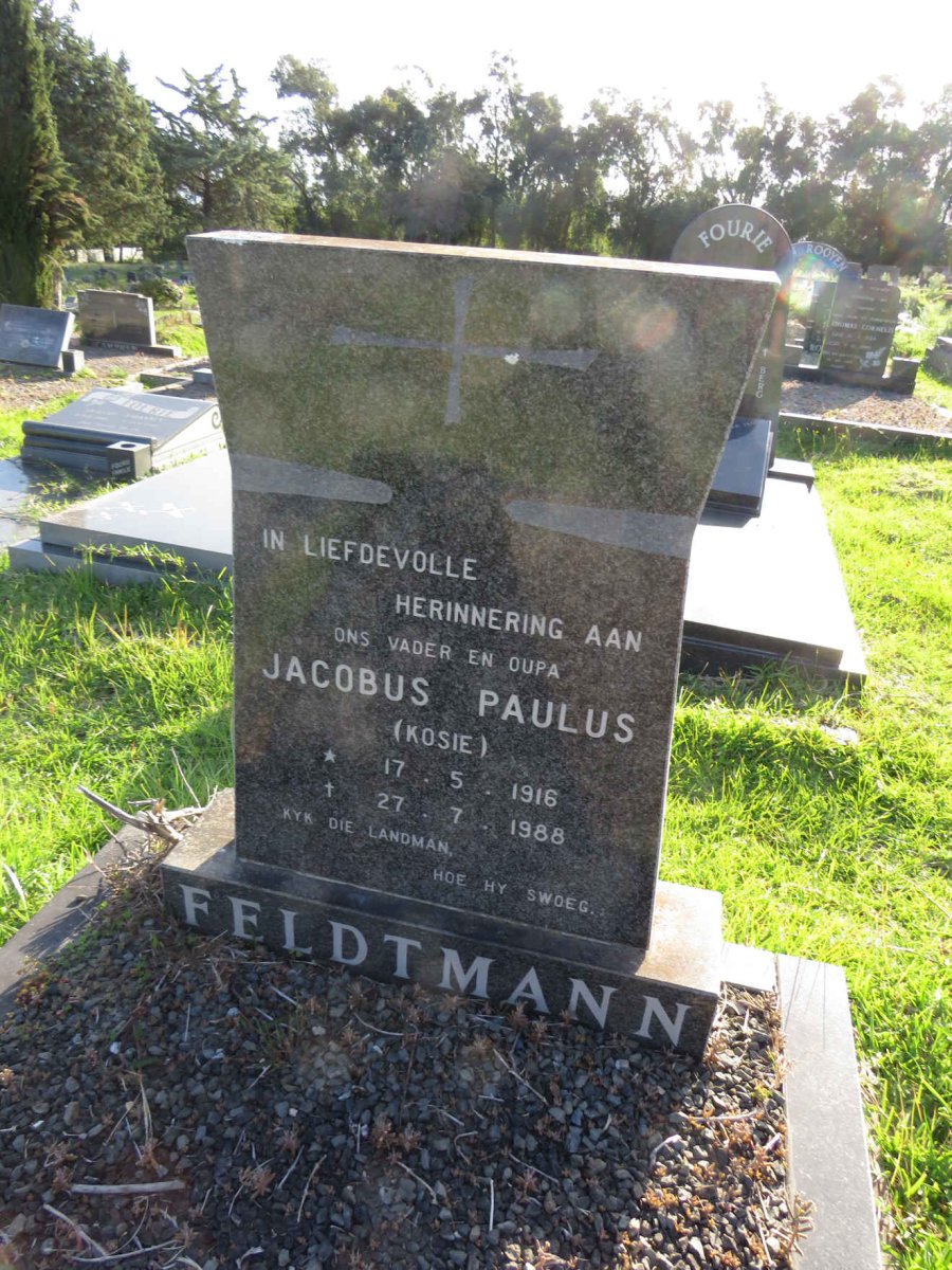 FELDTMANN Jacobus Paulus 1916-1988
