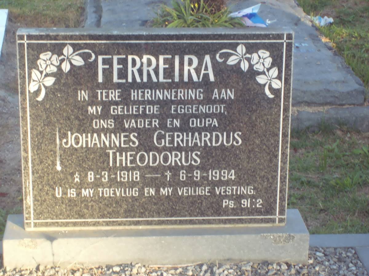 FERREIRA Johannes Gerhardus Theodorus 1918-1994