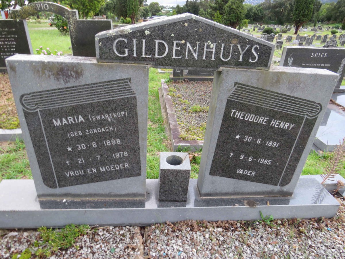GILDENHUYS Theodore Henry 1891-1985 & Maria ZONDAGH 1898-1978