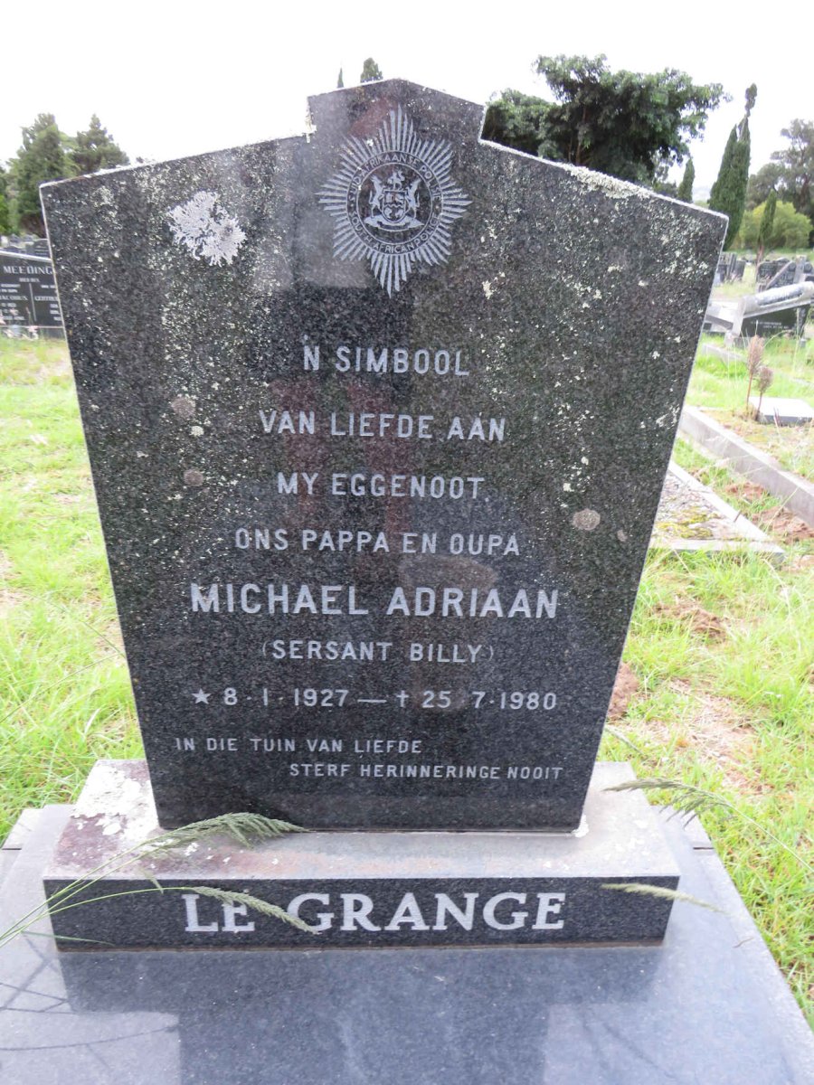 GRANGE Michael Adriaan, le 1927-1980