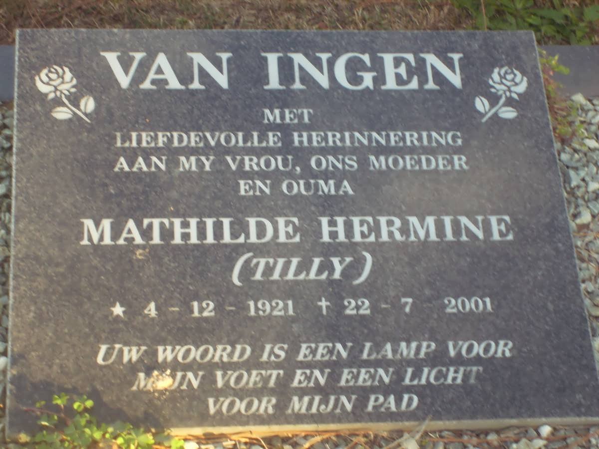 INGEN Matihilda Hermine, van 1921-2001