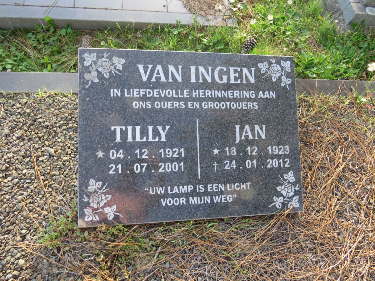 INGEN Jan, van 1923-2012 & Tilly 1921-2001