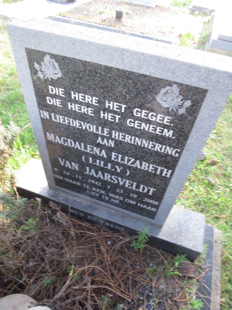 JAARSVELDT Magdalena Elizabeth, van 1942-2008