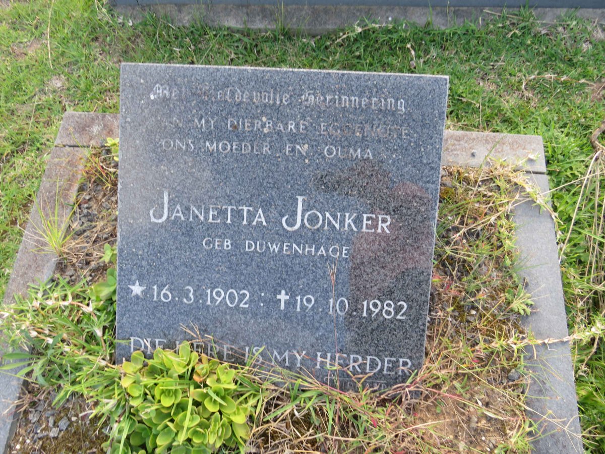 JONKER Janetta nee DUWENHAGE 1902-1982