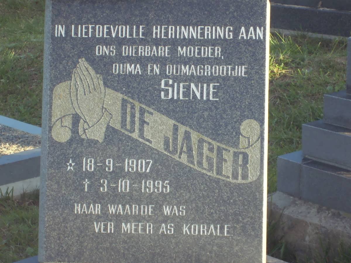 JAGER Sienie, de 1907-1995