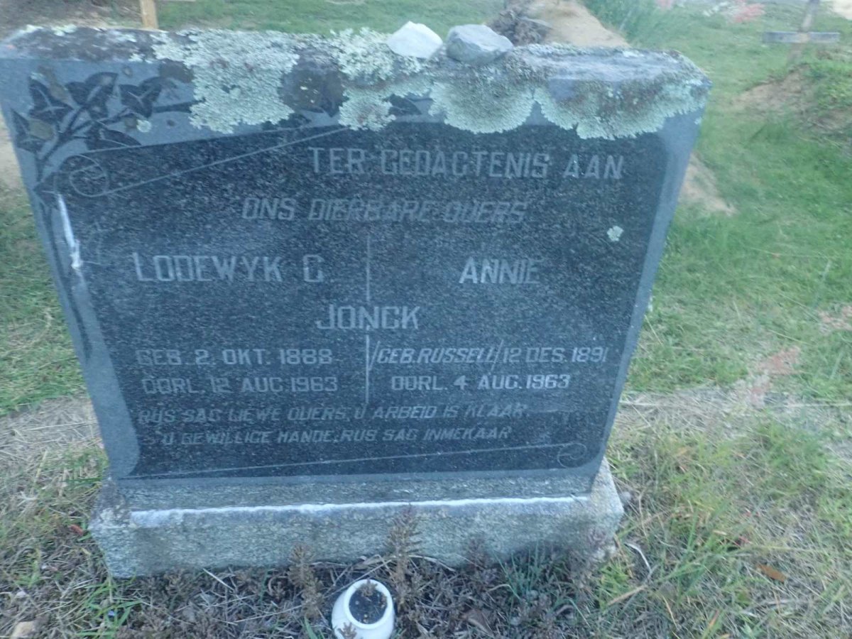 JONCK Lodewyk G. 1888-1963 & Annie RUSSELL 1891-1963