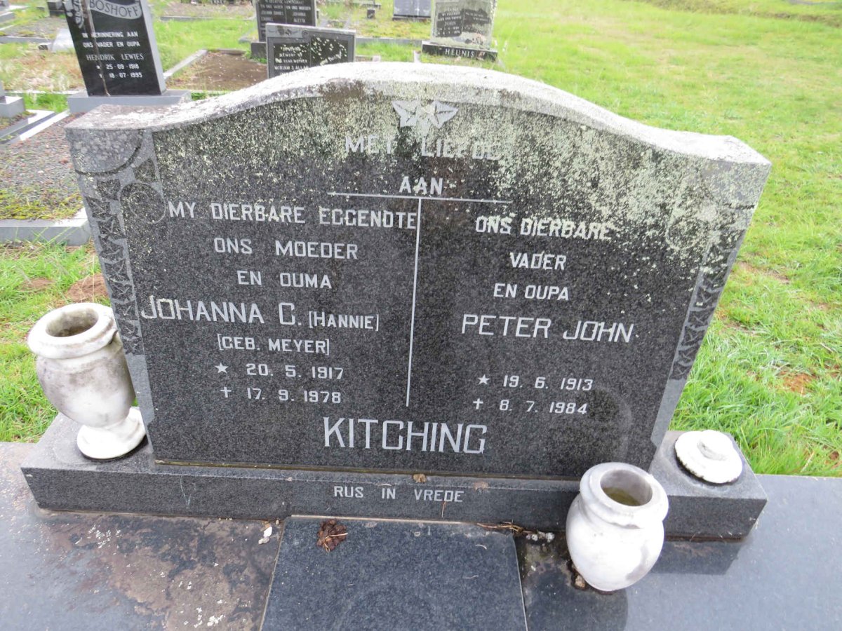 KITCHING Peter John 1913-1984 & Johanna C. MEYER 1917-1978
