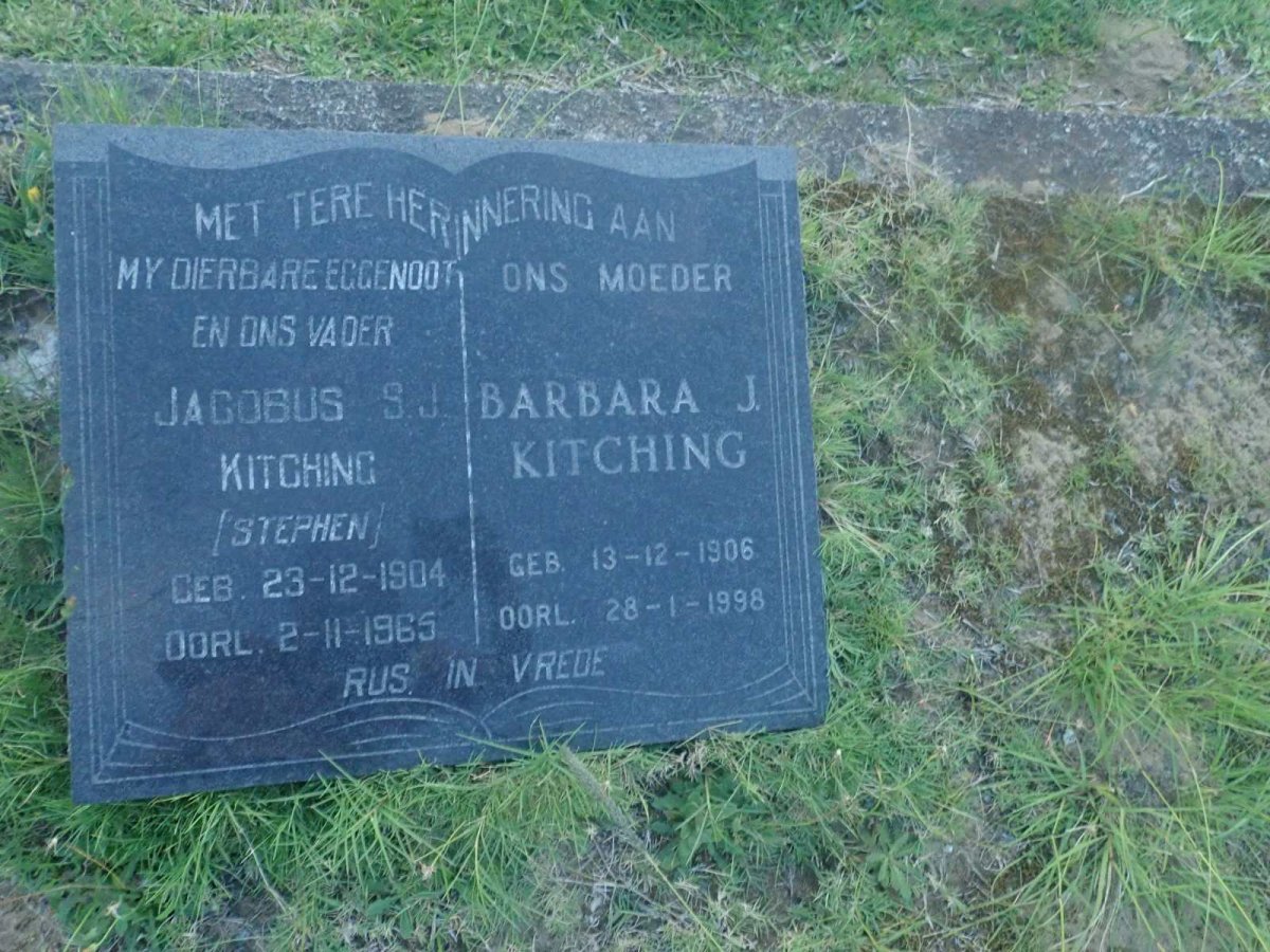 KITCHING Jacobus S.J. 1904-1965 & Barbara J. 1906-1998