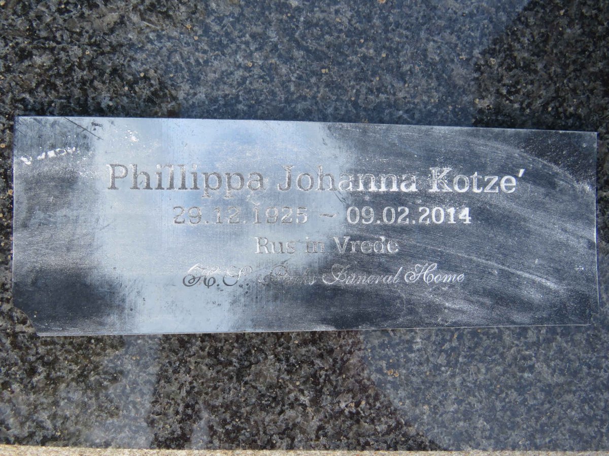KOTZÉ Phillippa Johanna 1925-2014