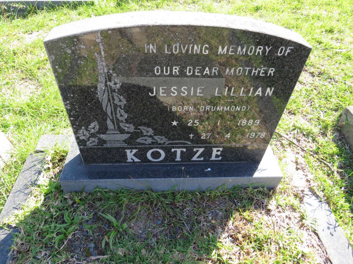 KOTZE Jessie Lillian nee DRUMMOND 1889-1978