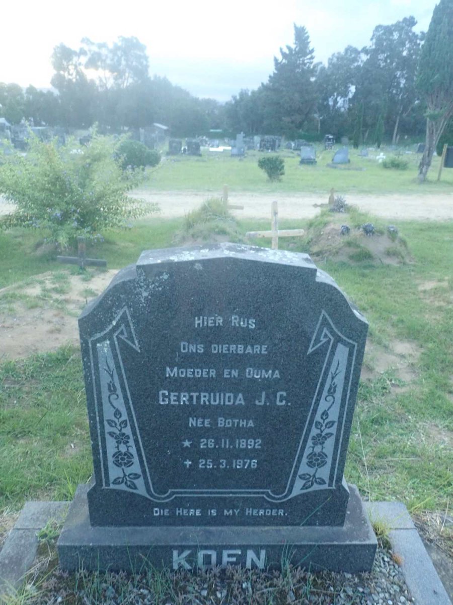KOEN Gertruida J.C. nee BOTHA 1892-1976