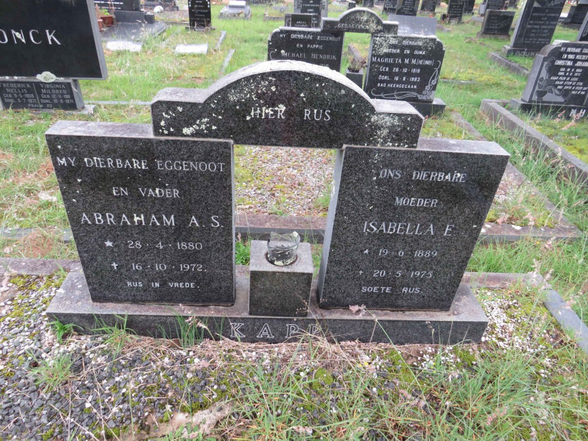KAPP Abraham A.S. 1880-1972 & Isabella E. 1889-1975