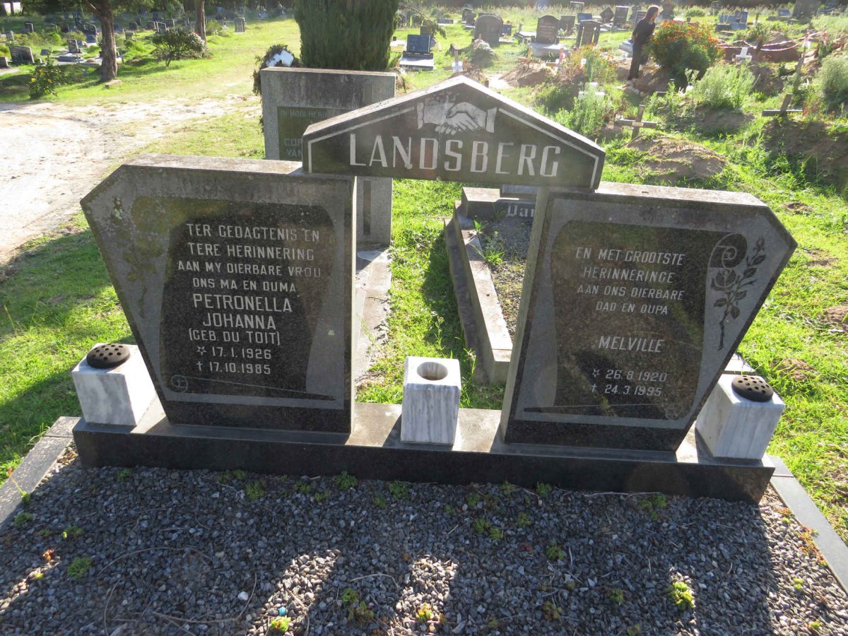 LANDSBERG Melville 1920-1995 &amp; Petronella Johanna DU TOIT 1926-1985