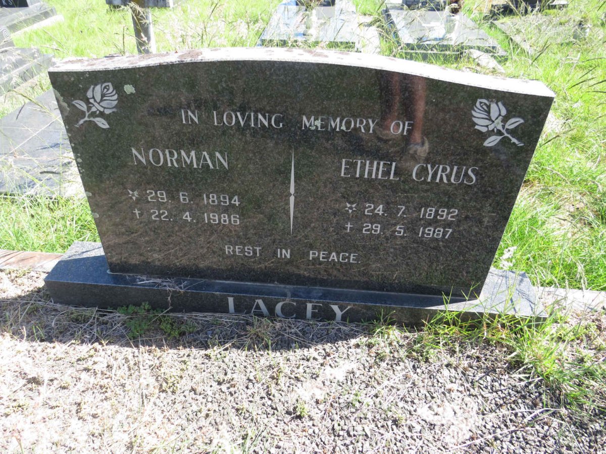 LACEY Norman 1894-1986 &amp; Ethel Cyrus 1892-1987
