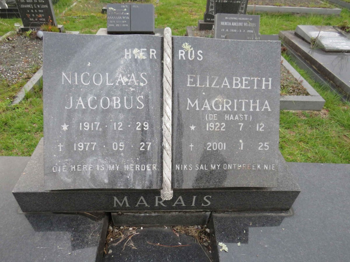 MARAIS Nicolaas Jacobus 1917-1977 & Elizabeth Magritha DE HAAST 1922-2001