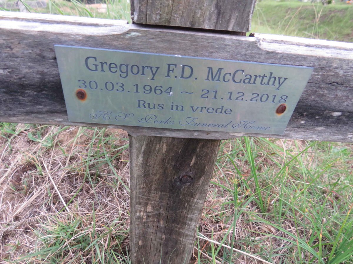 MCCARTHY Gregory F.D. 1964-2018