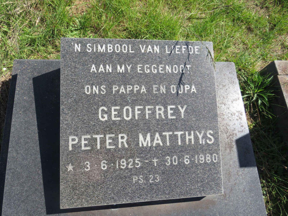 MATTHYS Geoffrey Peter 1925-1980