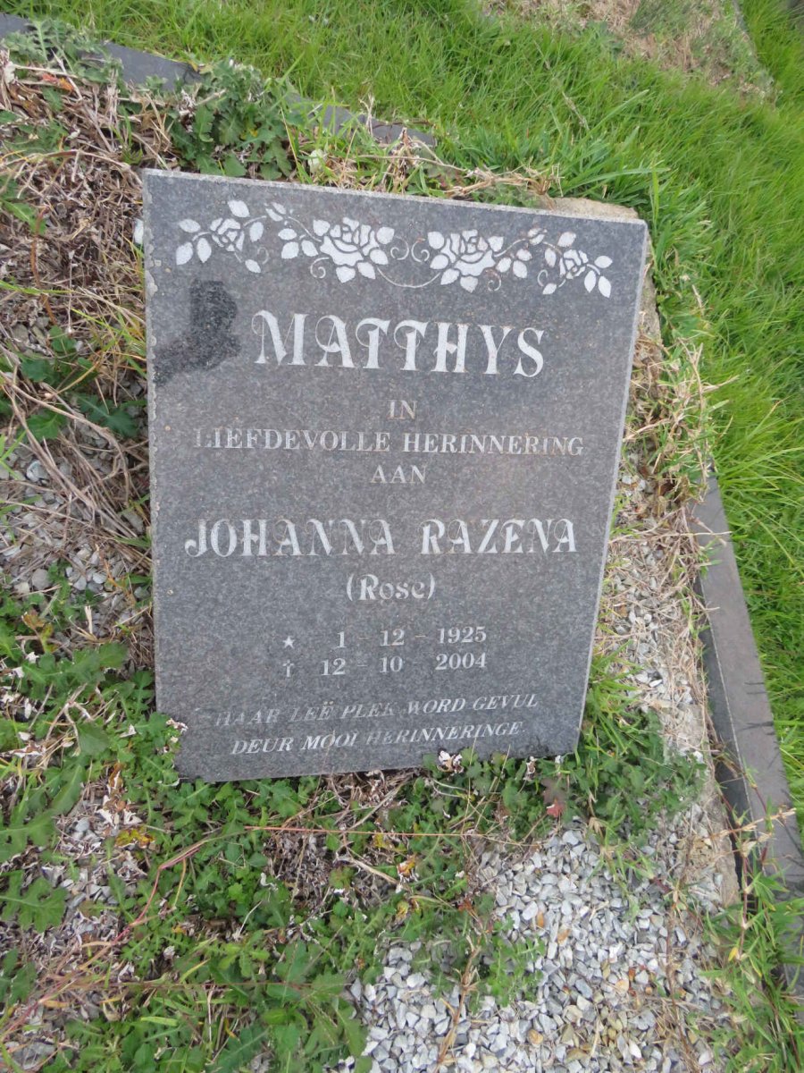 MATTHYS Johanna Razena 1925-2004