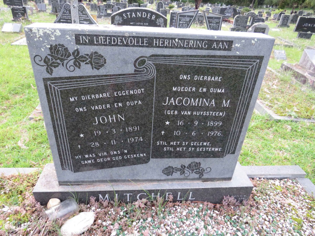 MITCHELL John 1891-1974 & Jacomina M. VAN HUYSSTEEN 1899-1976