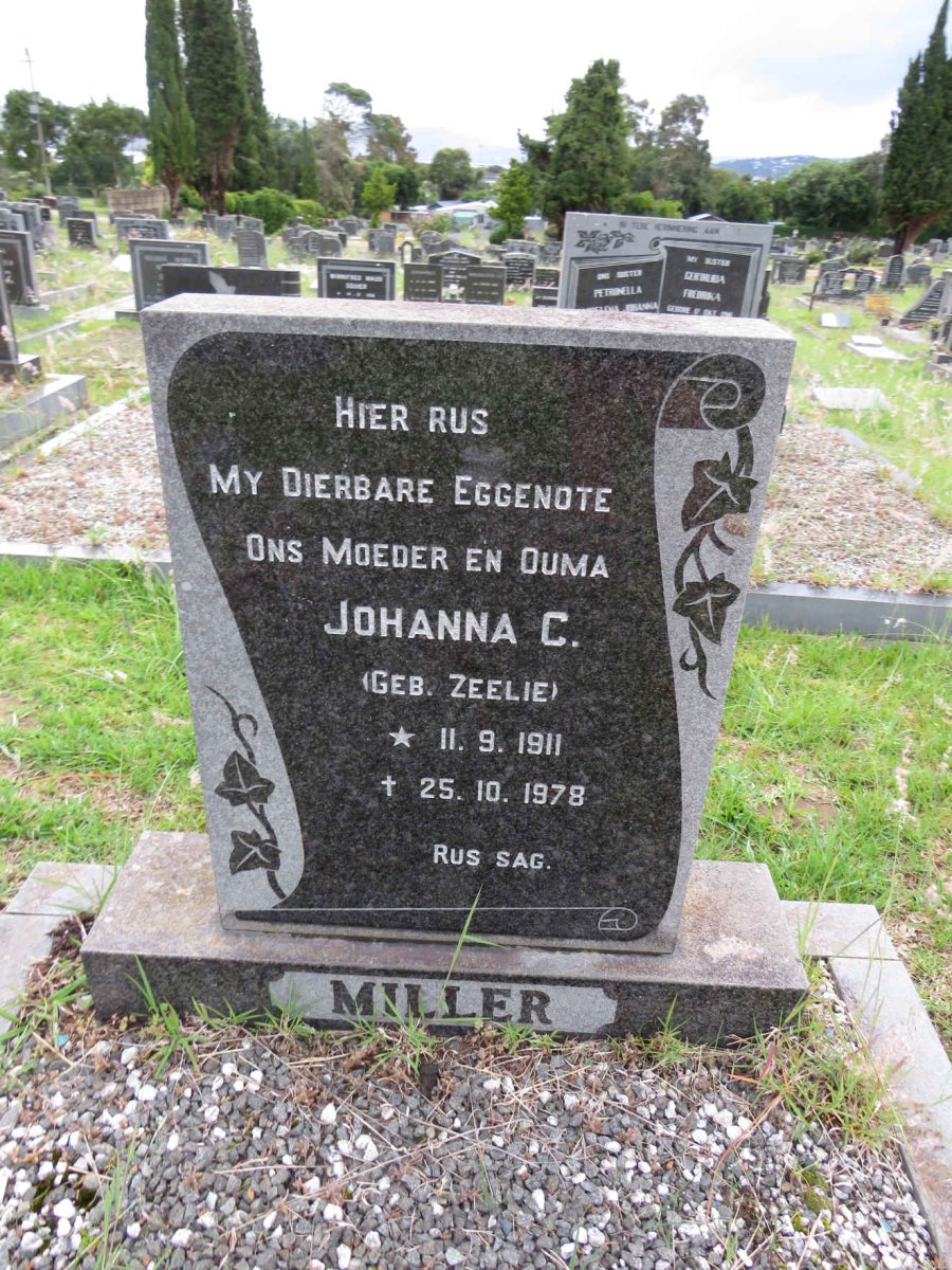 MILLER Johanna C. nee ZEELIE 1911-1978