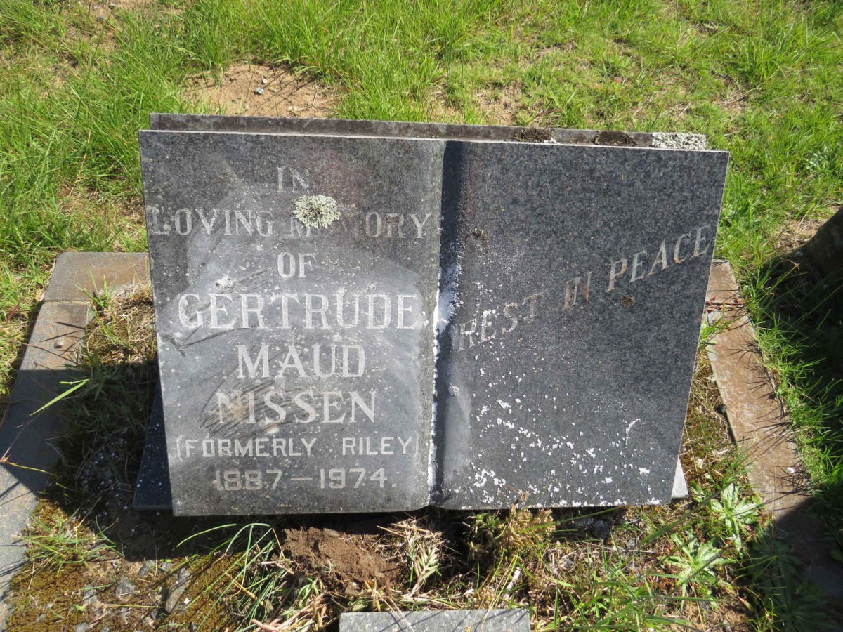 NISSEN Gertrude Maud formerly RILEY 1887-1974