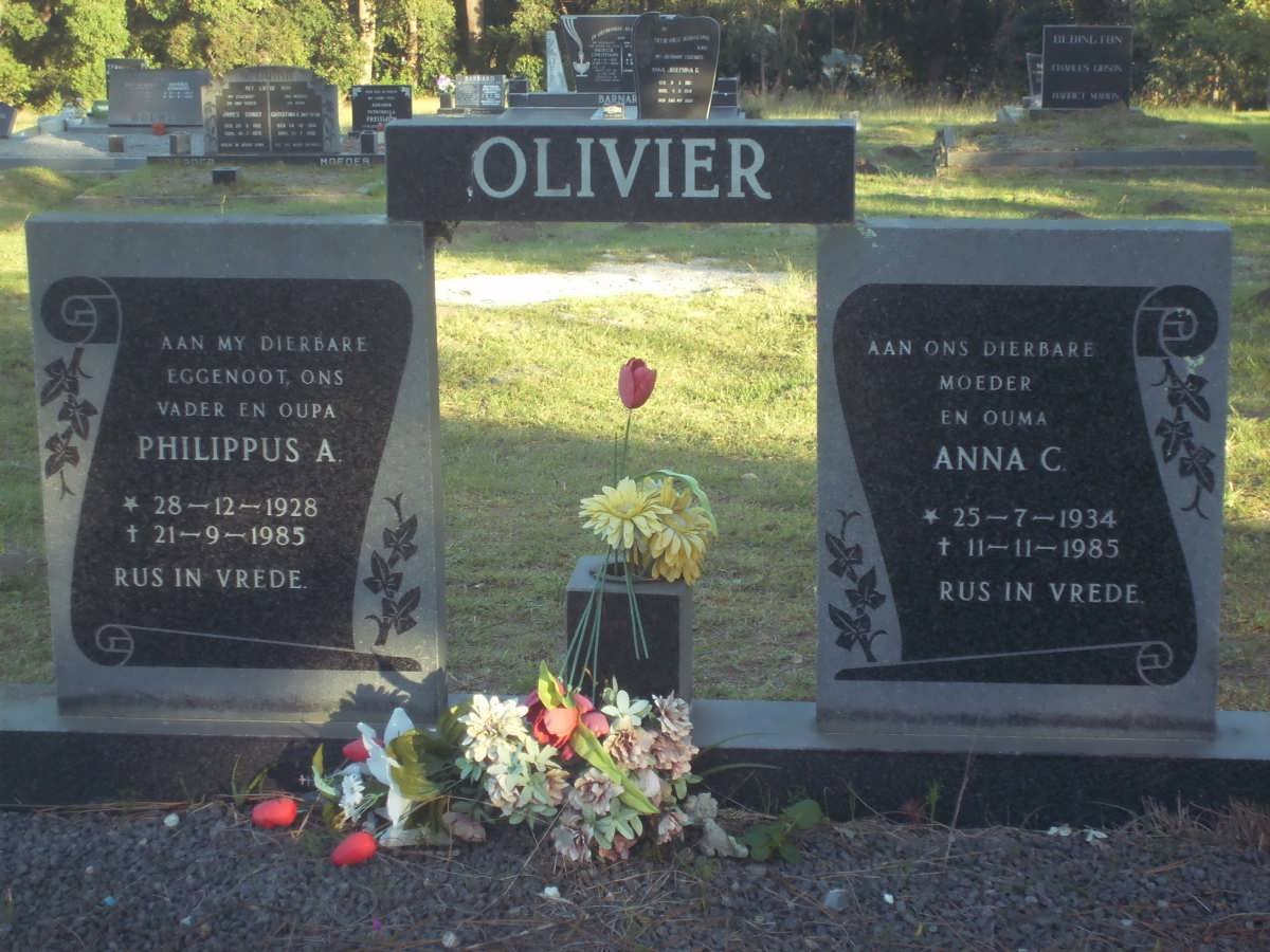 OLIVIER Philippus A. 1928-1983 &amp; Anna C. 1934-1985