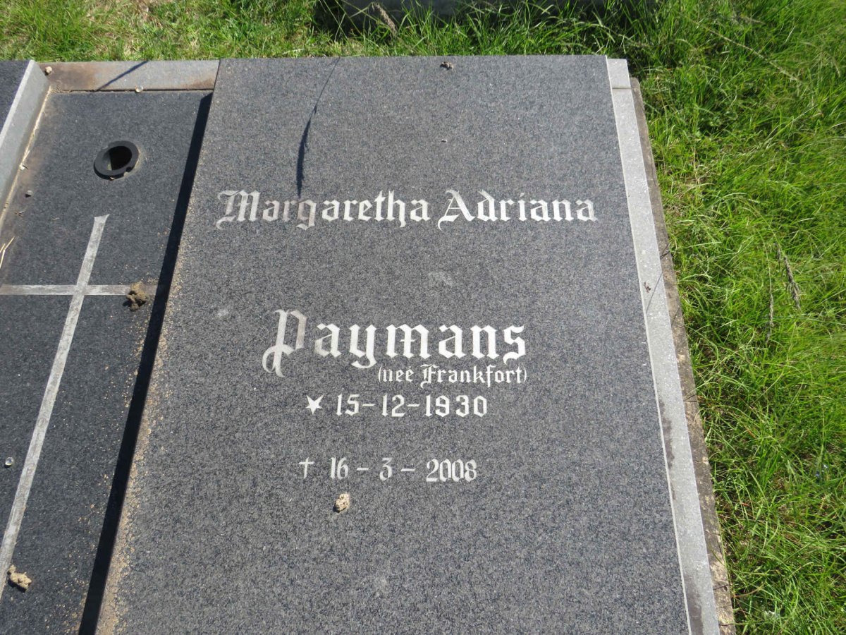 PAYMANS Margaretha Adriana nee FRANKFORT 1930-2008
