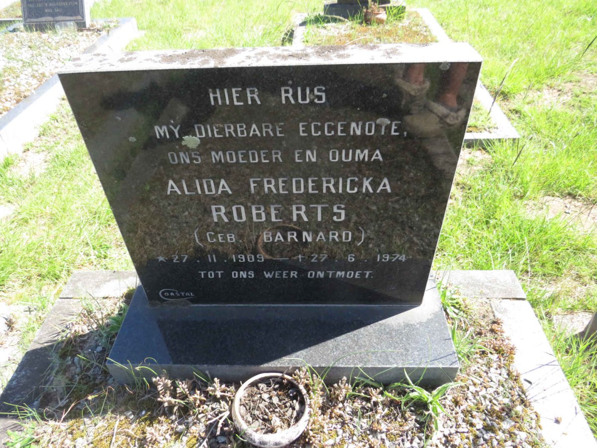 ROBERTS Alida Fredericka nee BARNARD 1909-1974