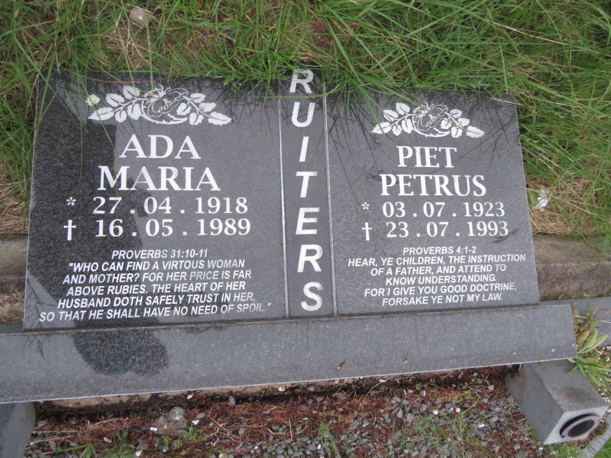 RUITERS Piet Petrus 1923-1993 & Ada Maria 1918-1989