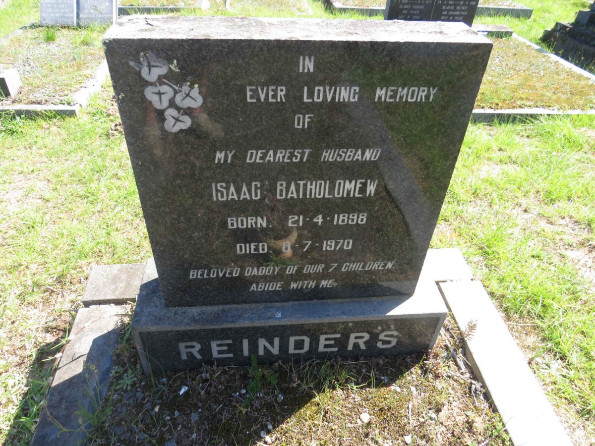 REINDERS Isaac Batholomew 1898-1970