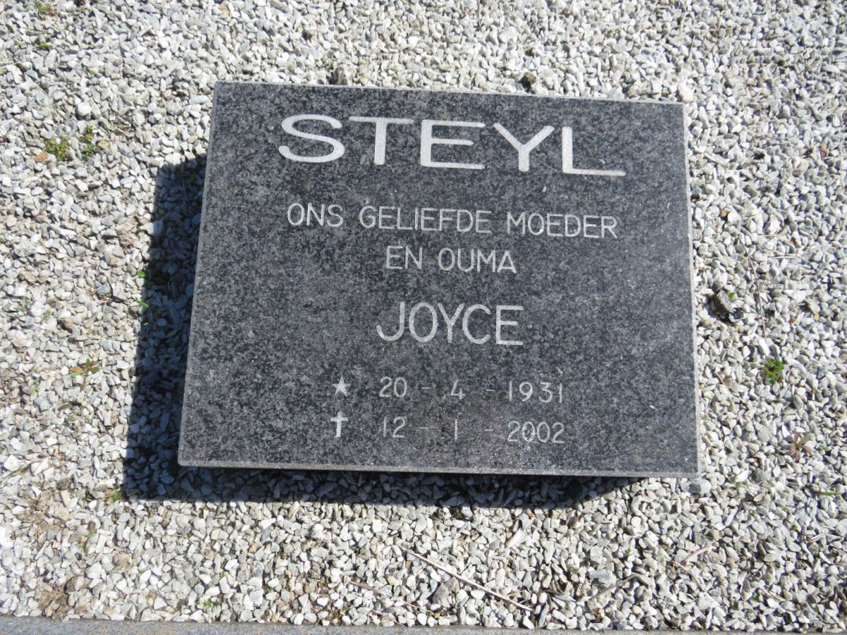 STEYL Jannie 1905-1981 &amp; Eveleen 1908-1974 :: STEYL John Henry 1932-1985 :: STEYL Joyce 1931-2002