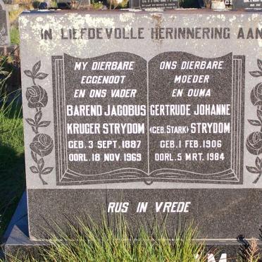 STRYDOM Barend Jacobus Kruger 1887-1969 &amp; Gertrude Johanne STARK 1906-1984