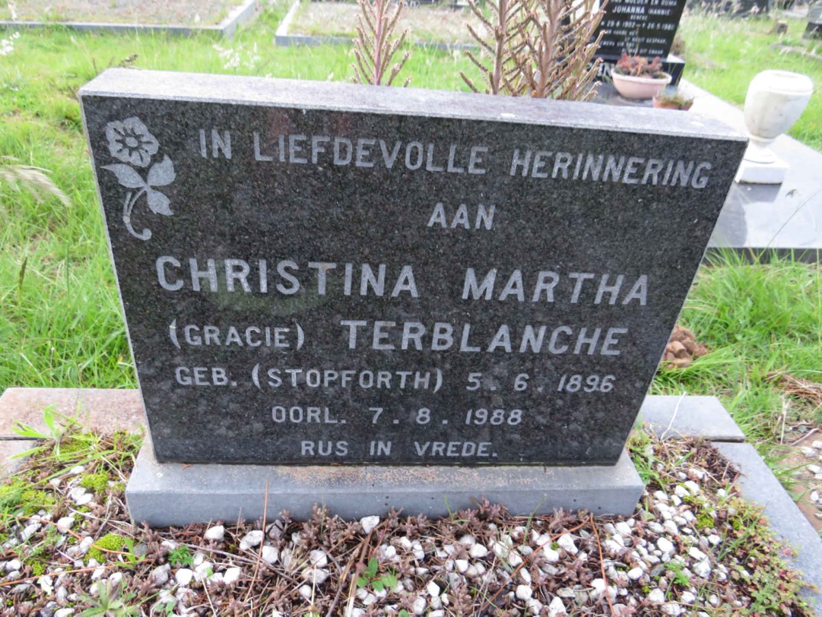 TERBLANCHE Christina Martha nee STOPFORTH 1896-1988