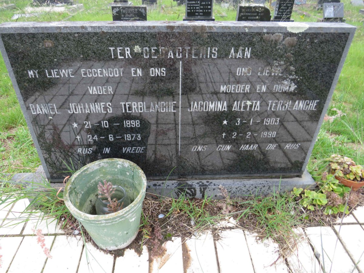 TERBLANCHE Daniel Johannes 1898-1973 & Jacomina Aletta 1903-1990
