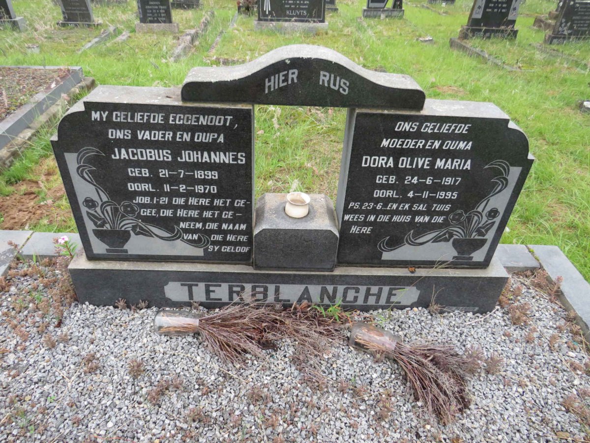 TERBLANCHE Jacobus Johannes 1899-1970 & Dora Olive Maria 1917-1995