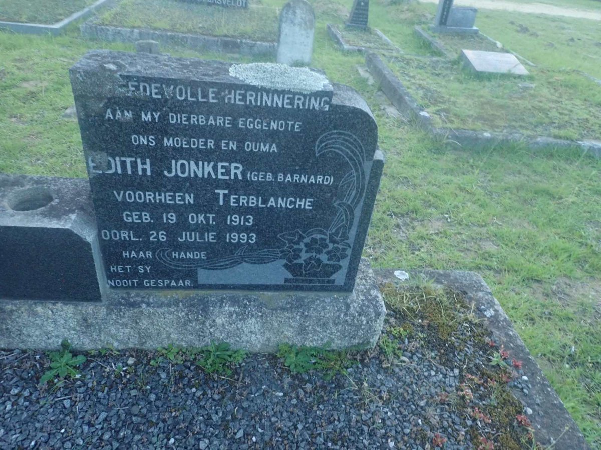 TERBLANCHE Stephanus Gideon 1905-1966 :: JONKER Edith voorheen TERBLANCHE nee BARNARD 1913-1993 _1