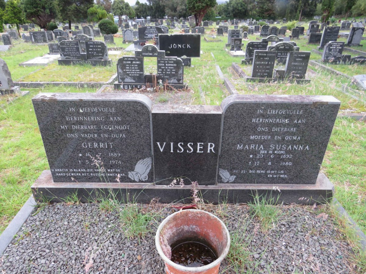 VISSER Gerrit 1889-1974 & Maria Susanna DE KLERK 1892-1980