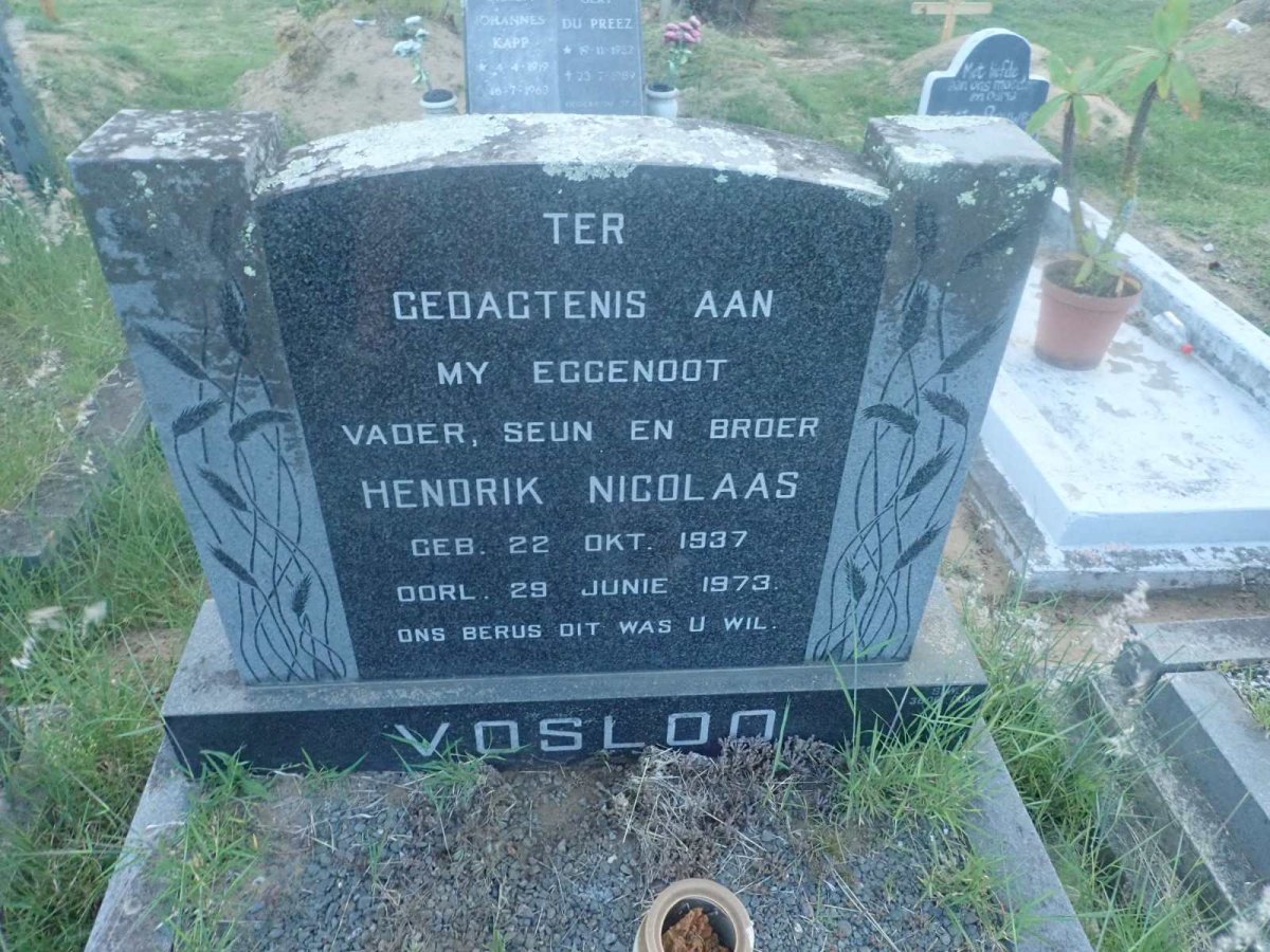 VOSLOO Hendrik Nicolaas 1937-1973
