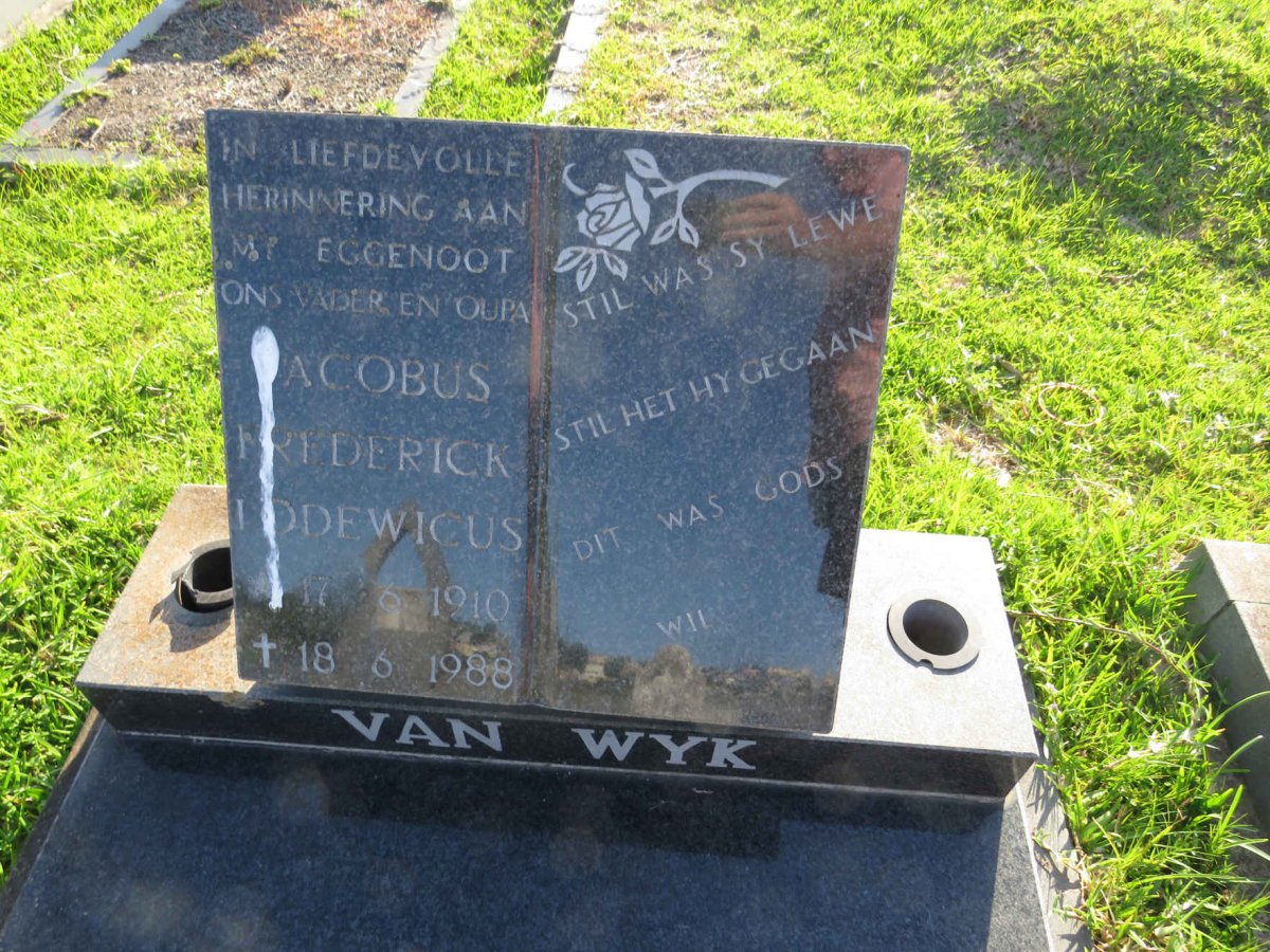 WYK Jacobus Frederick Lodewicus, van 1910-1988