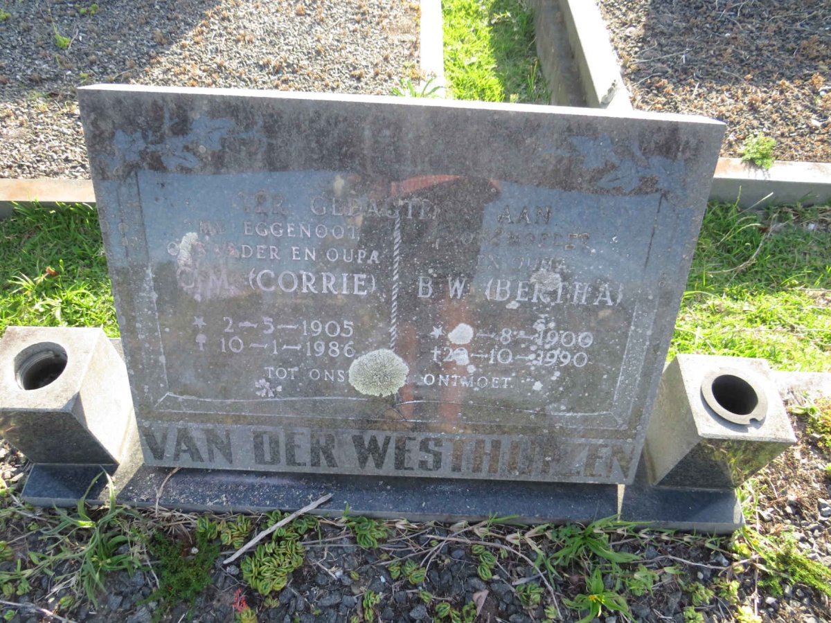 WESTHUIZEN C.M., van der  1905-1986 &amp; B.W. 1900-1990