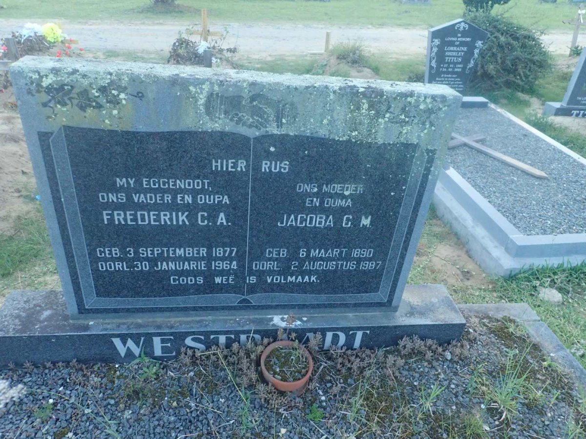 WESTRAADT Frederik C.A. 1877-1964 & Jacoba C.M. 1890-1987
